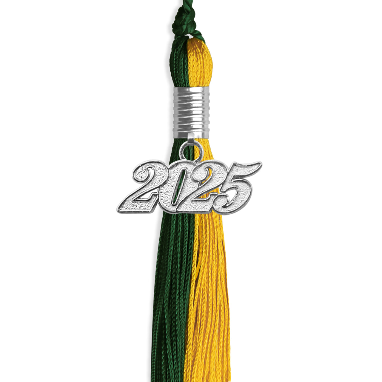 Hunter Green/Gold Graduation Tassel with Silver Date Drop