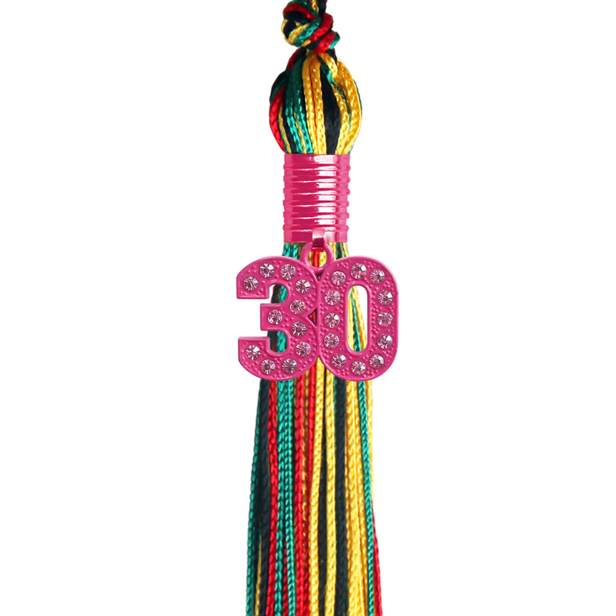 Kente Mixed Color Graduation Tassel with Pink Bling Charm by Endea Graduation