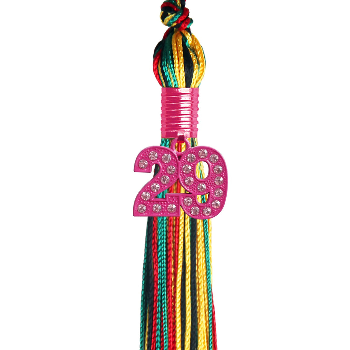 Kente Mixed Color Graduation Tassel with Pink Bling Charm by Endea Graduation