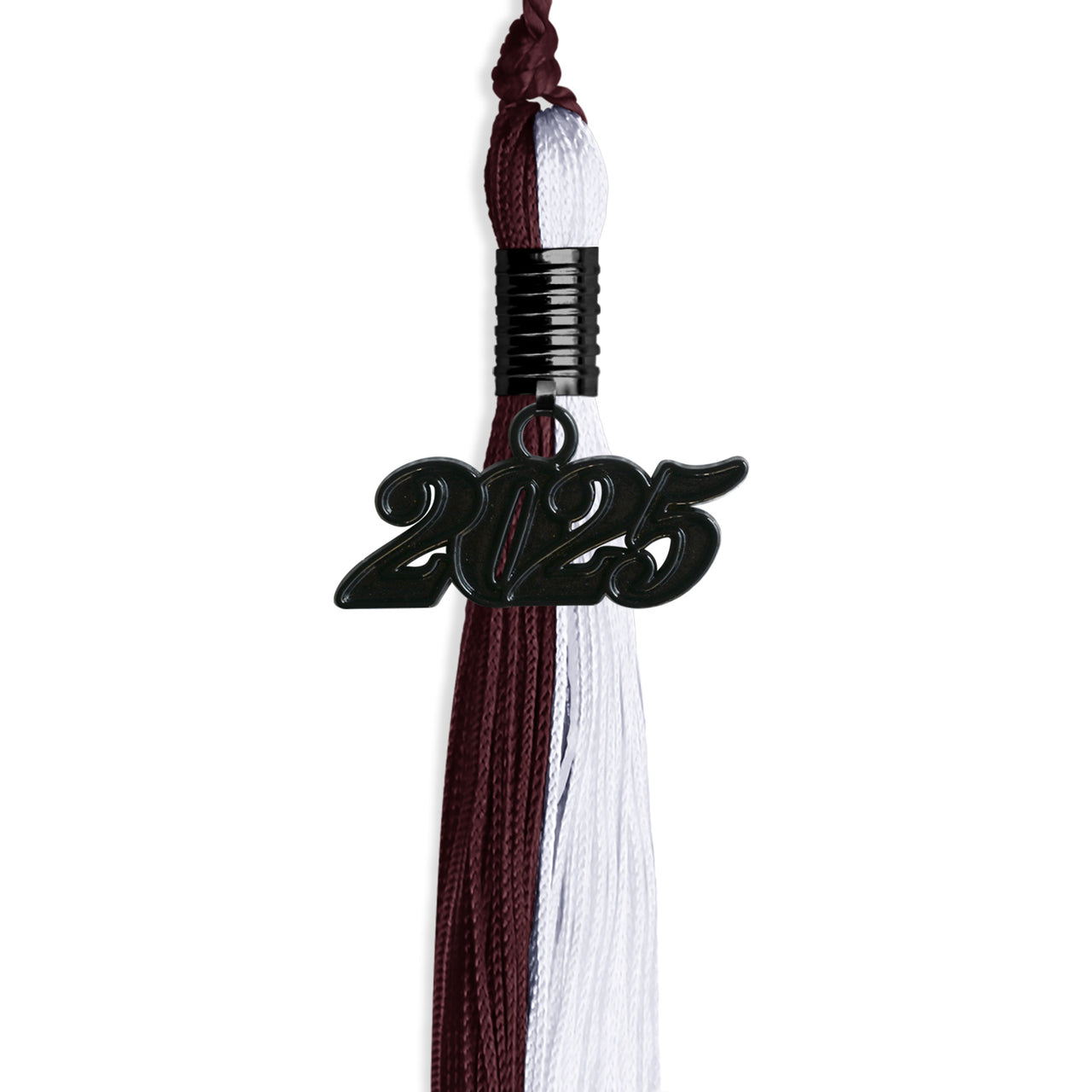 Maroon/White Graduation Tassel with Black Date Drop