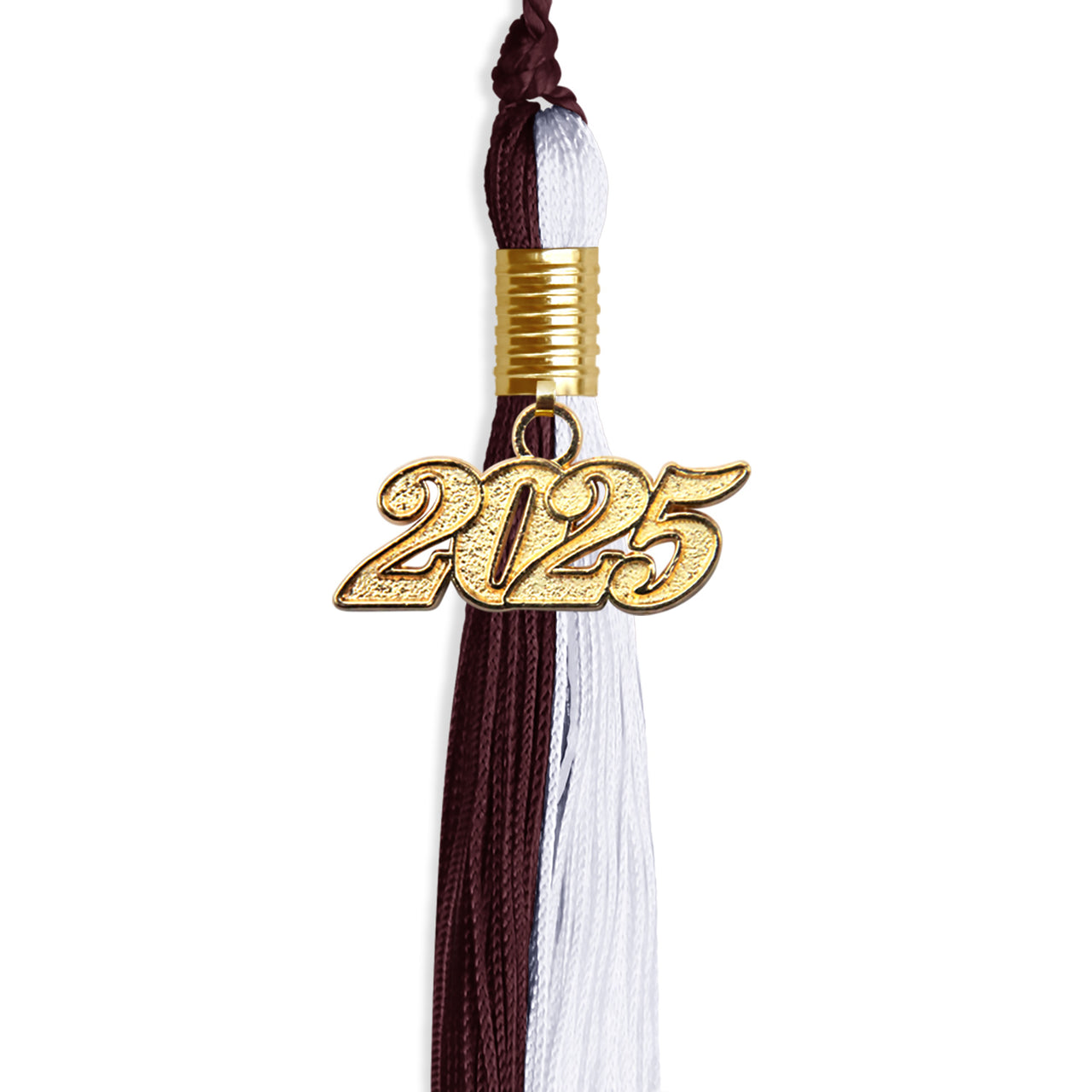 Maroon/White Graduation Tassel with Gold Date Drop