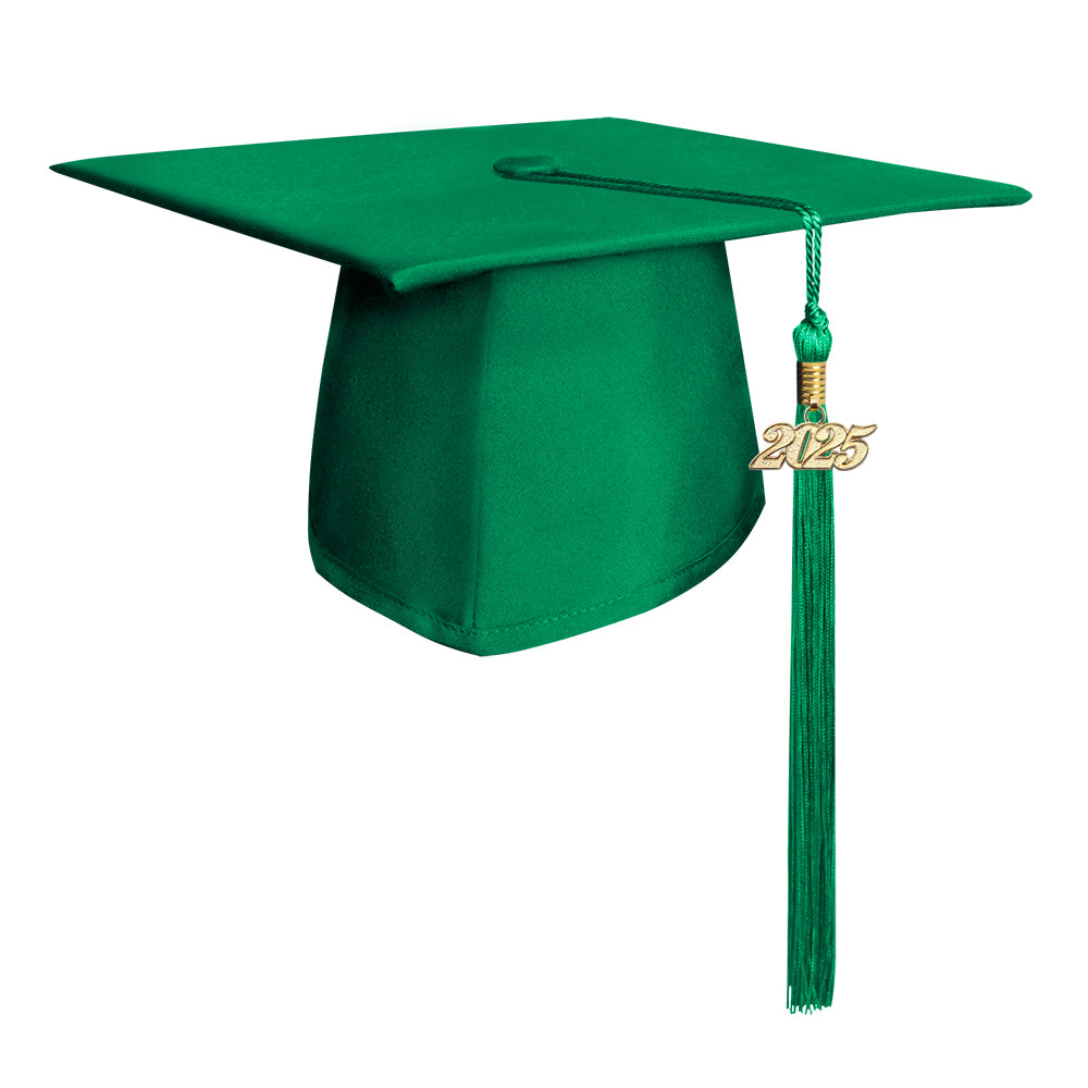 Matte Green Graduation Cap & Tassel