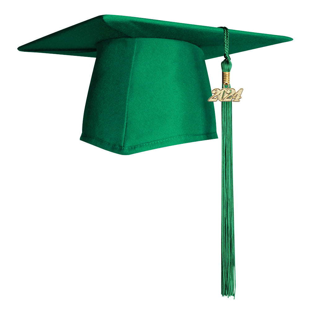 Matte Green Graduation Cap & Tassel