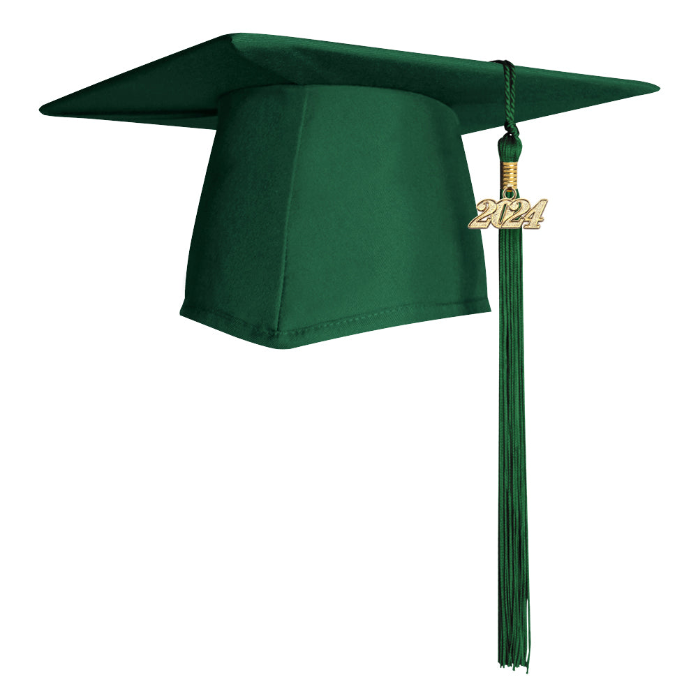 Matte Hunter Green Graduation Cap & Tassel