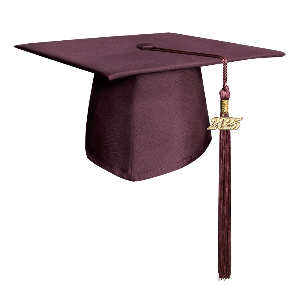 Matte Maroon Graduation Cap & Tassel