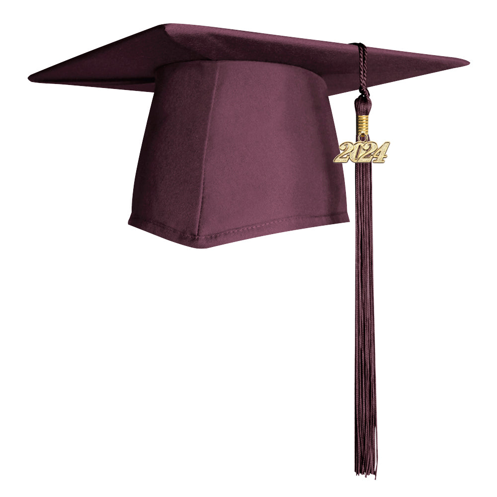 Matte Maroon Graduation Cap & Tassel