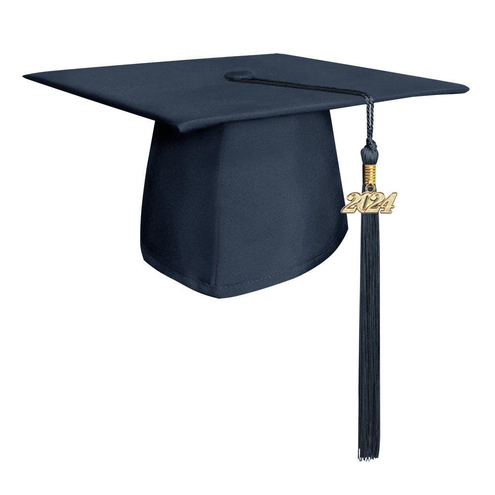 Matte Navy Blue Graduation Cap & Tassel