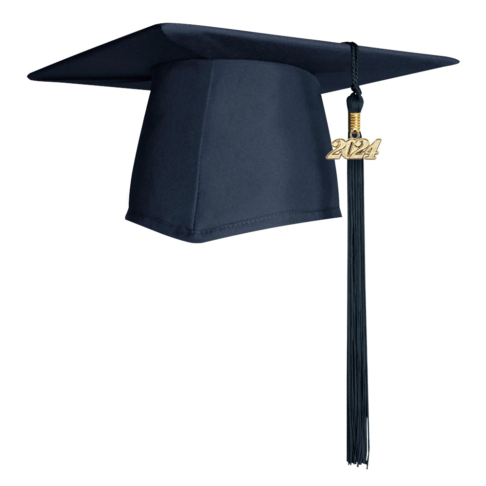 Matte Navy Blue Graduation Cap & Tassel