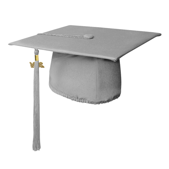 Matte Silver Graduation Cap & Tassel
