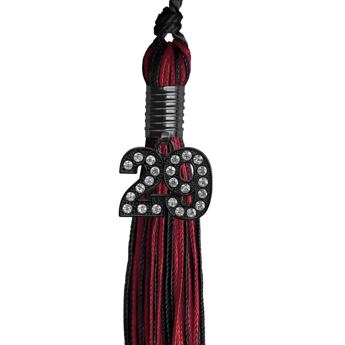 Black/Cardinal Mixed Color Graduation Tassel with Black Bling Charm by Endea Graduation