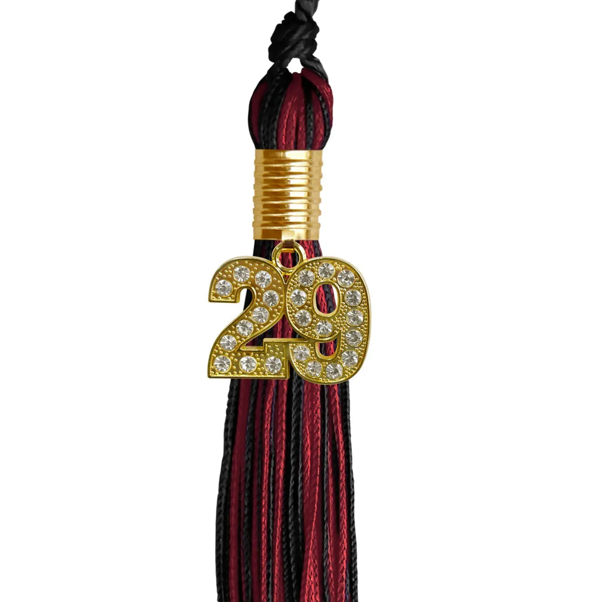 Black/Cardinal Mixed Color Graduation Tassel with Gold Bling Charm by Endea Graduation
