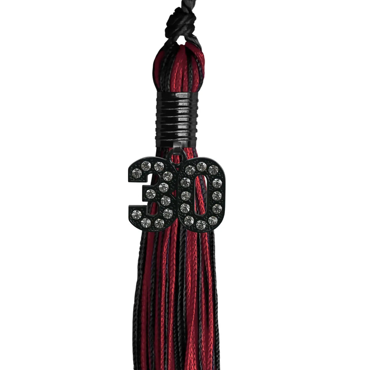 Black/Cardinal Mixed Color Graduation Tassel with Black Bling Charm by Endea Graduation