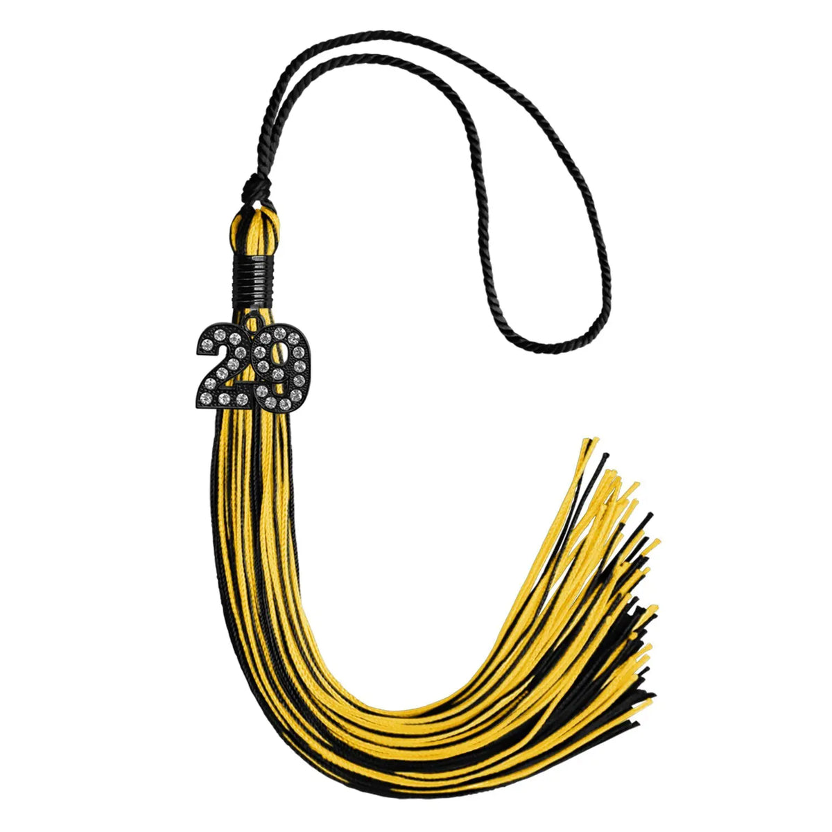 Black/Gold Mixed Color Graduation Tassel with Black Bling Charm by Endea Graduation
