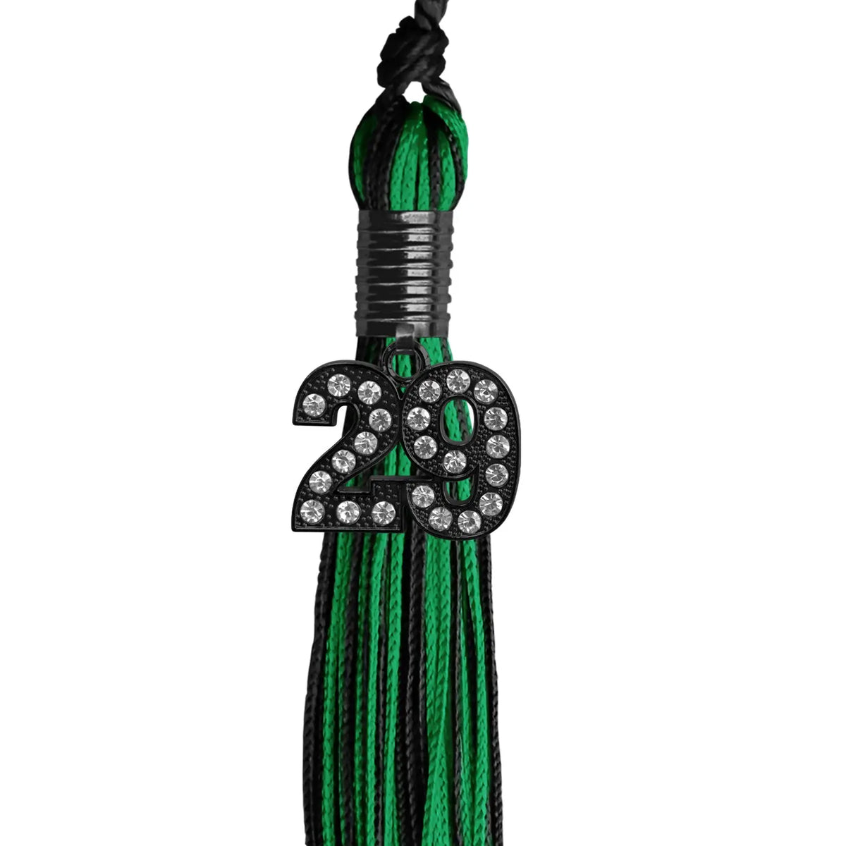 Black/Green Mixed Color Graduation Tassel with Black Bling Charm by Endea Graduation