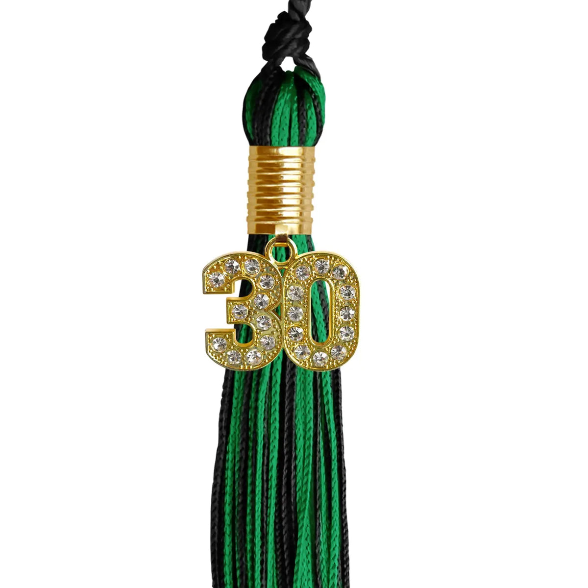Black/Green Mixed Color Graduation Tassel with Gold Bling Charm by Endea Graduation