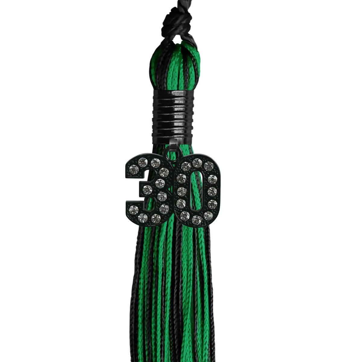 Black/Green Mixed Color Graduation Tassel with Black Bling Charm by Endea Graduation