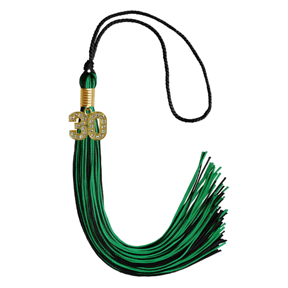 Black/Green Mixed Color Graduation Tassel with Gold Bling Charm by Endea Graduation