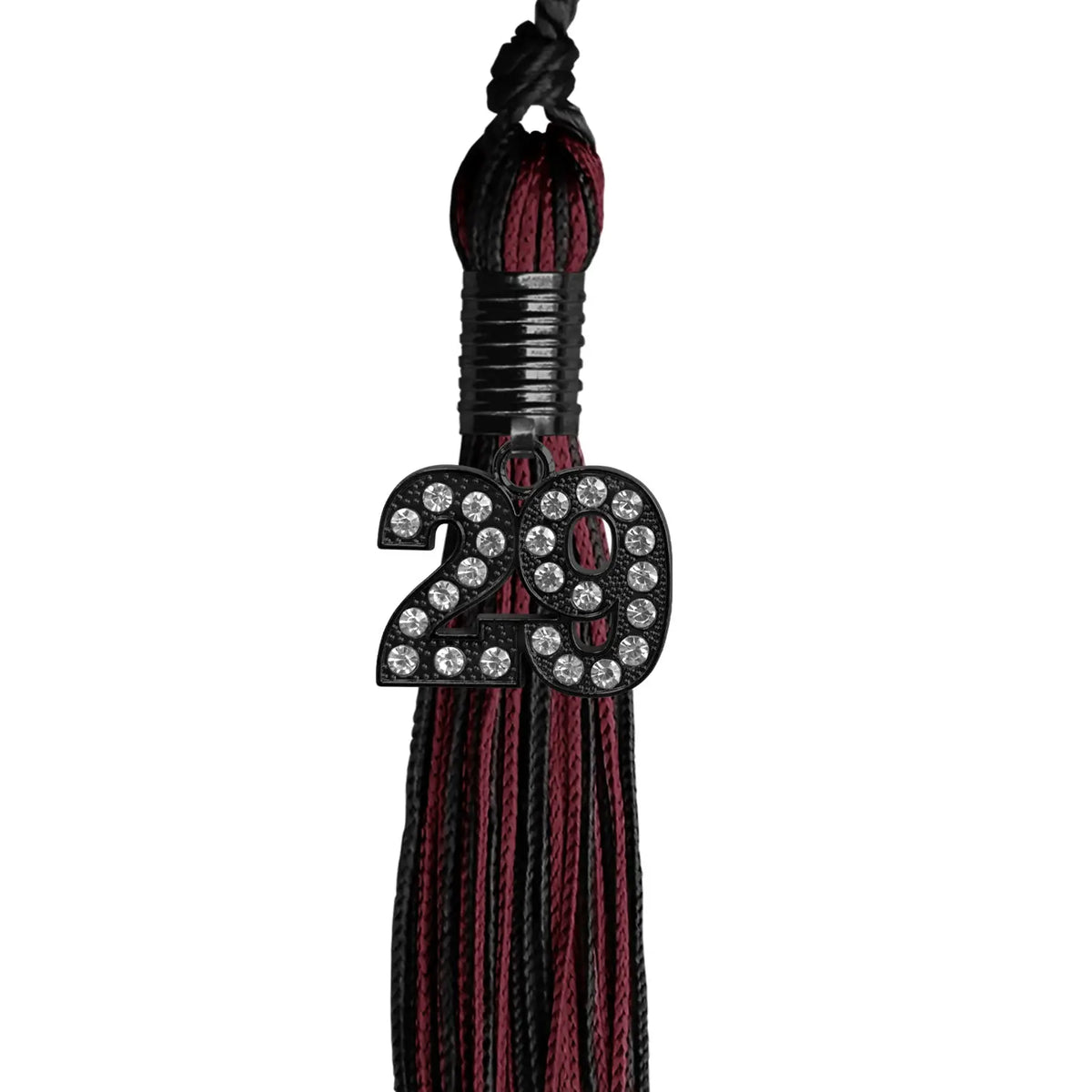 Black/Maroon Mixed Color Graduation Tassel with Black Bling Charm by Endea Graduation