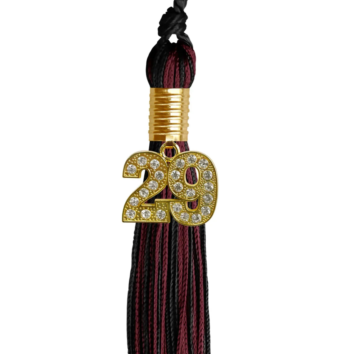 Black/Maroon Mixed Color Graduation Tassel with Gold Bling Charm by Endea Graduation