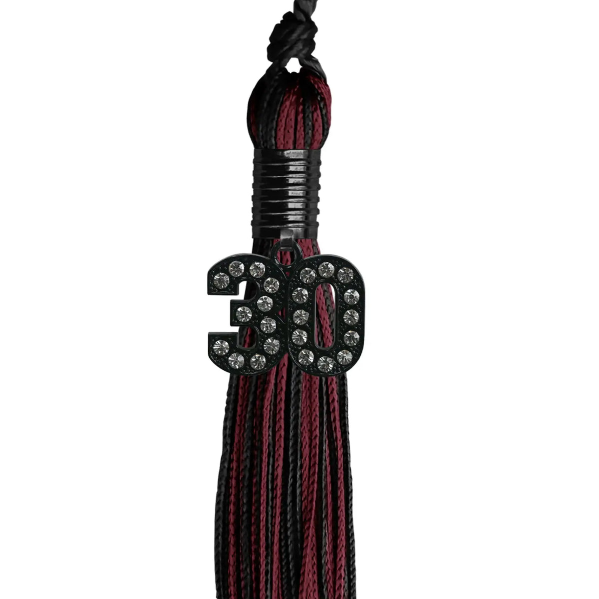Black/Maroon Mixed Color Graduation Tassel with Black Bling Charm by Endea Graduation