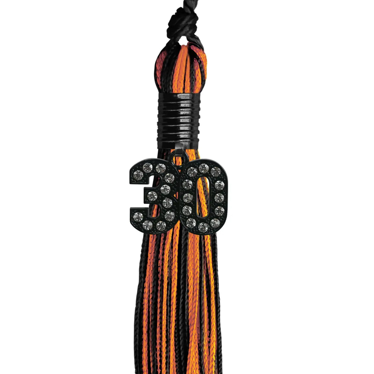 Black/Orange Mixed Color Graduation Tassel with Black Bling Charm by Endea Graduation