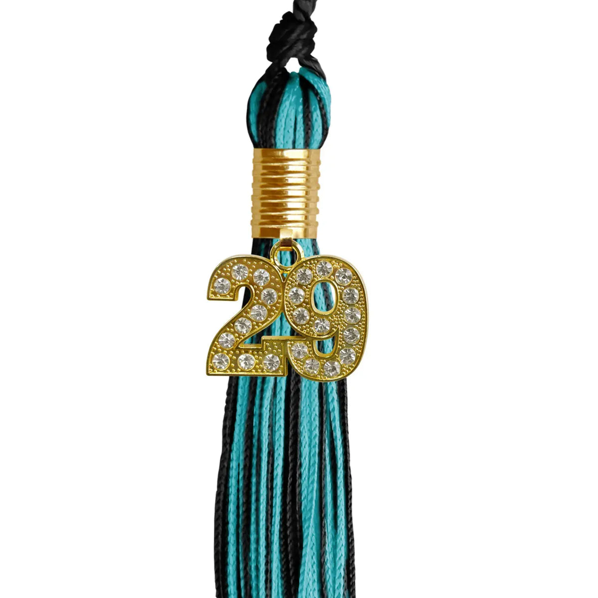 Black/Peacock Mixed Color Graduation Tassel with Gold Bling Charm by Endea Graduation