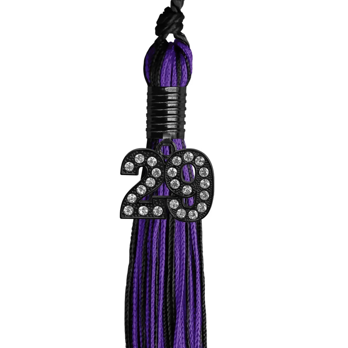 Black/Purple Mixed Color Graduation Tassel with Black Bling Charm by Endea Graduation