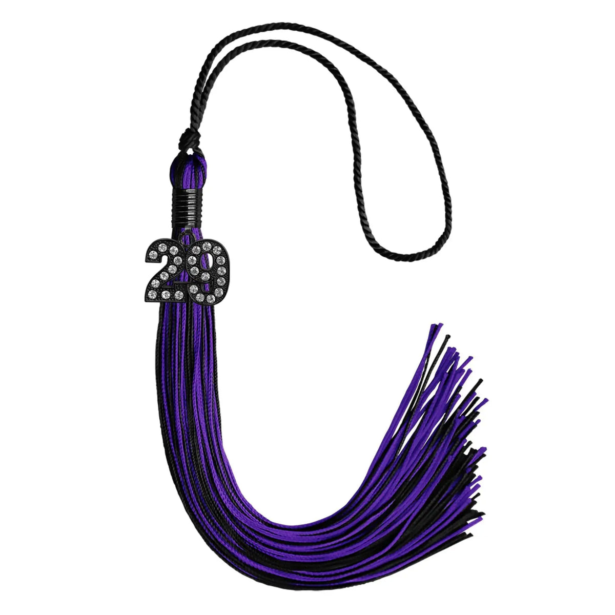Black/Purple Mixed Color Graduation Tassel with Black Bling Charm by Endea Graduation