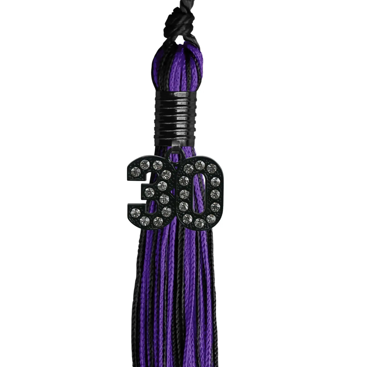 Black/Purple Mixed Color Graduation Tassel with Black Bling Charm by Endea Graduation