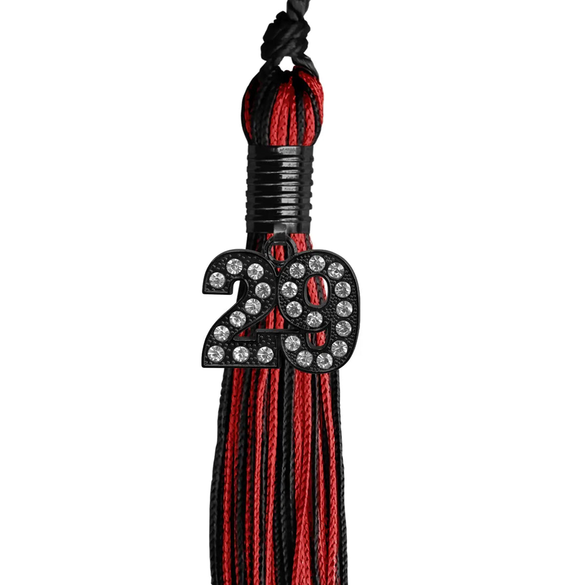 Black/Red Mixed Color Graduation Tassel with Black Bling Charm by Endea Graduation