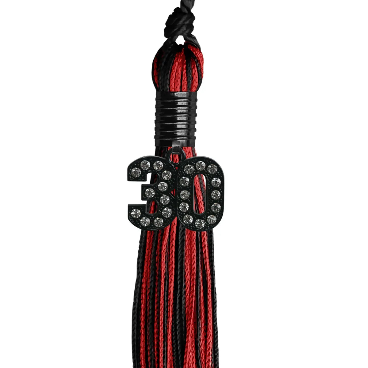 Black/Red Mixed Color Graduation Tassel with Black Bling Charm by Endea Graduation
