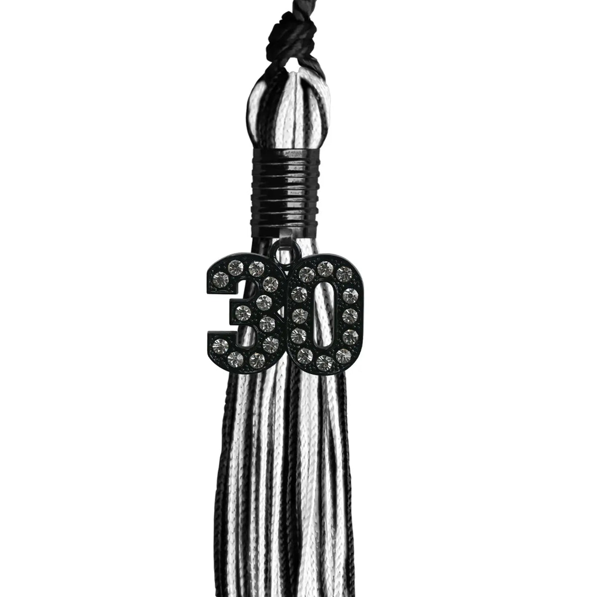 Black/White Mixed Color Graduation Tassel with Black Bling Charm by Endea Graduation