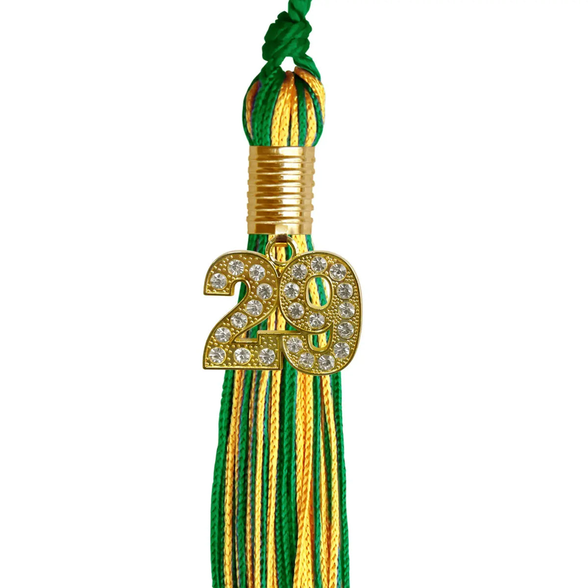Green/Gold Mixed Color Graduation Tassel with Gold Bling Charm by Endea Graduation