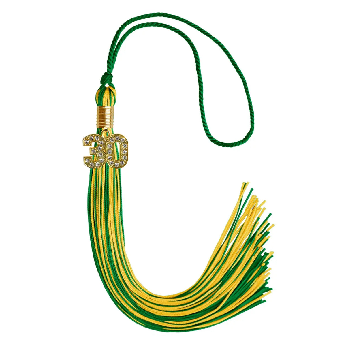 Green/Gold Mixed Color Graduation Tassel with Gold Bling Charm by Endea Graduation