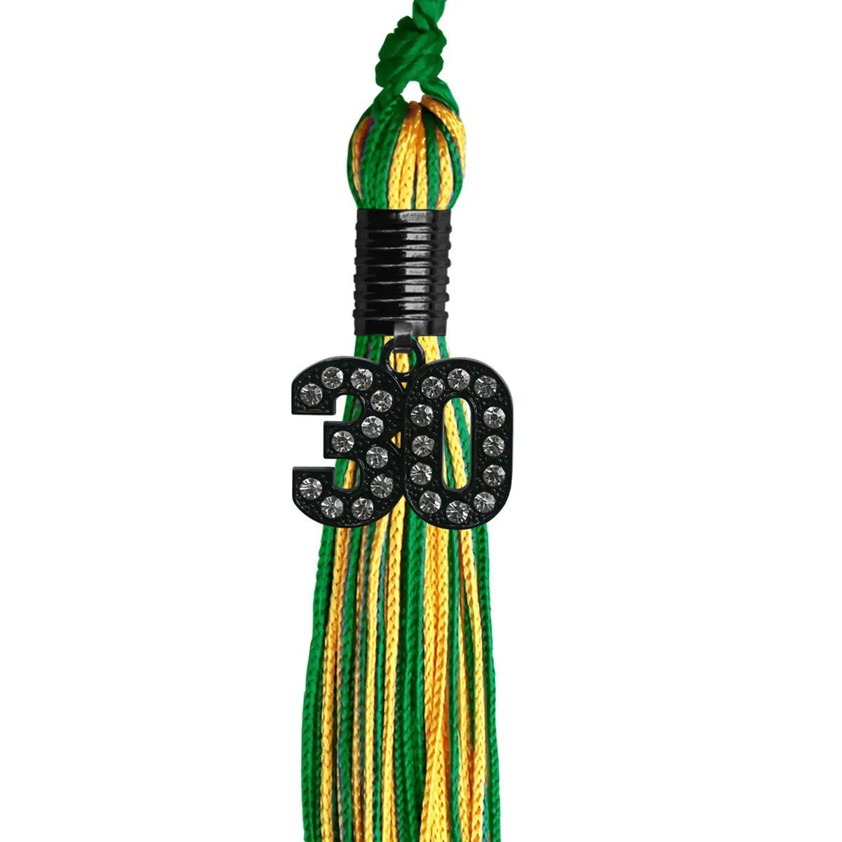 Green/Gold Mixed Color Graduation Tassel with Black Bling Charm by Endea Graduation