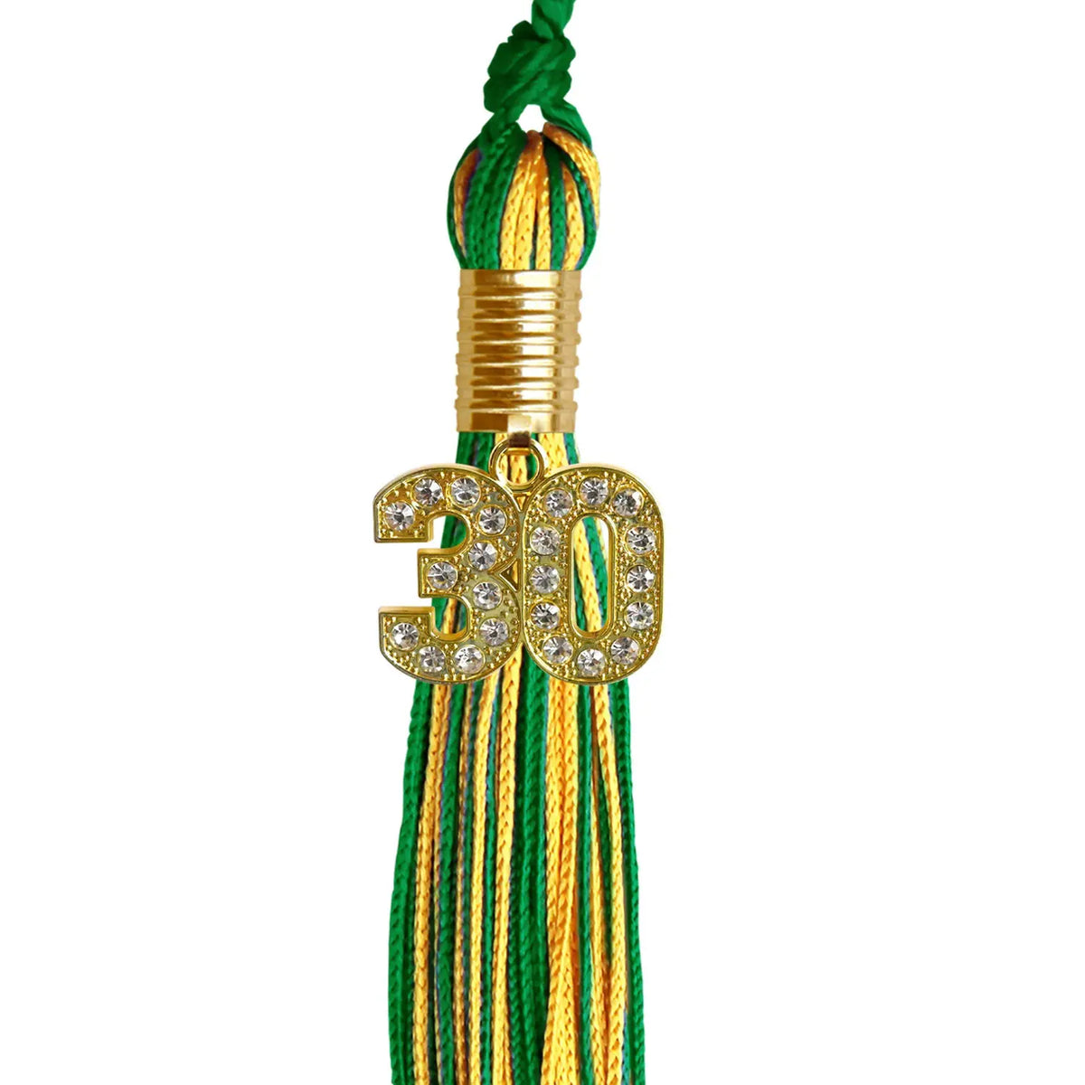 Green/Gold Mixed Color Graduation Tassel with Gold Bling Charm by Endea Graduation