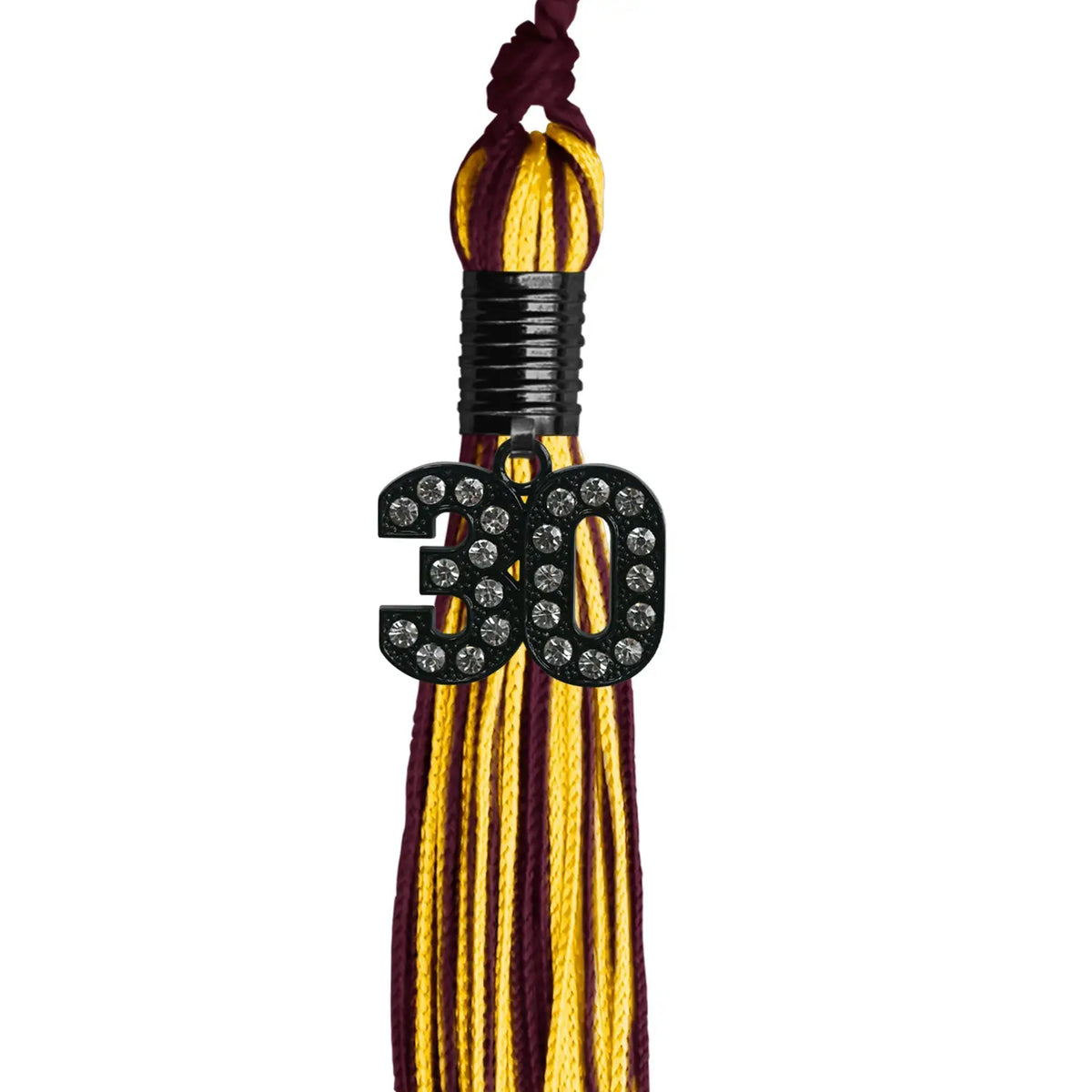 Maroon/Gold Mixed Color Graduation Tassel with Black Bling Charm by Endea Graduation