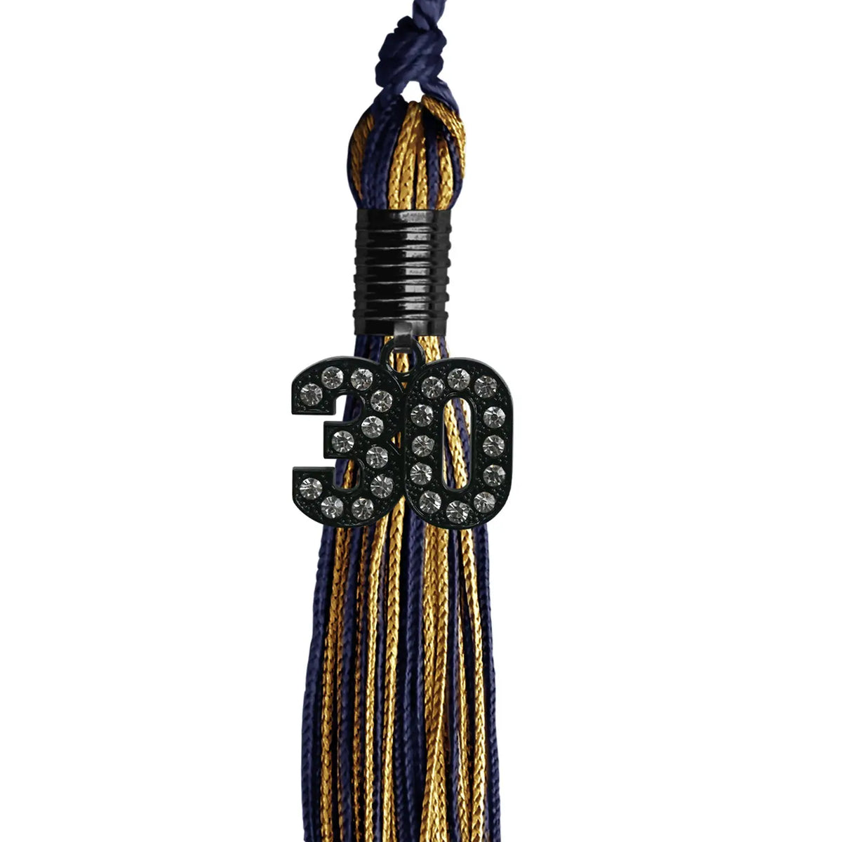 Navy Blue/Antique Gold Mixed Color Graduation Tassel with Black Bling Charm by Endea Graduation
