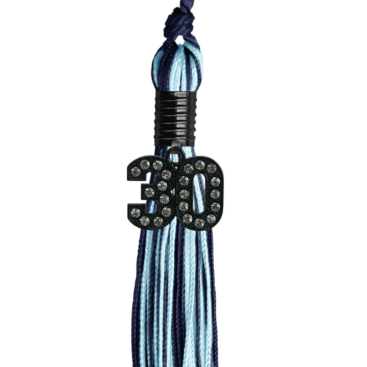Navy Blue/Light Blue Mixed Color Graduation Tassel with Black Bling Charm by Endea Graduation
