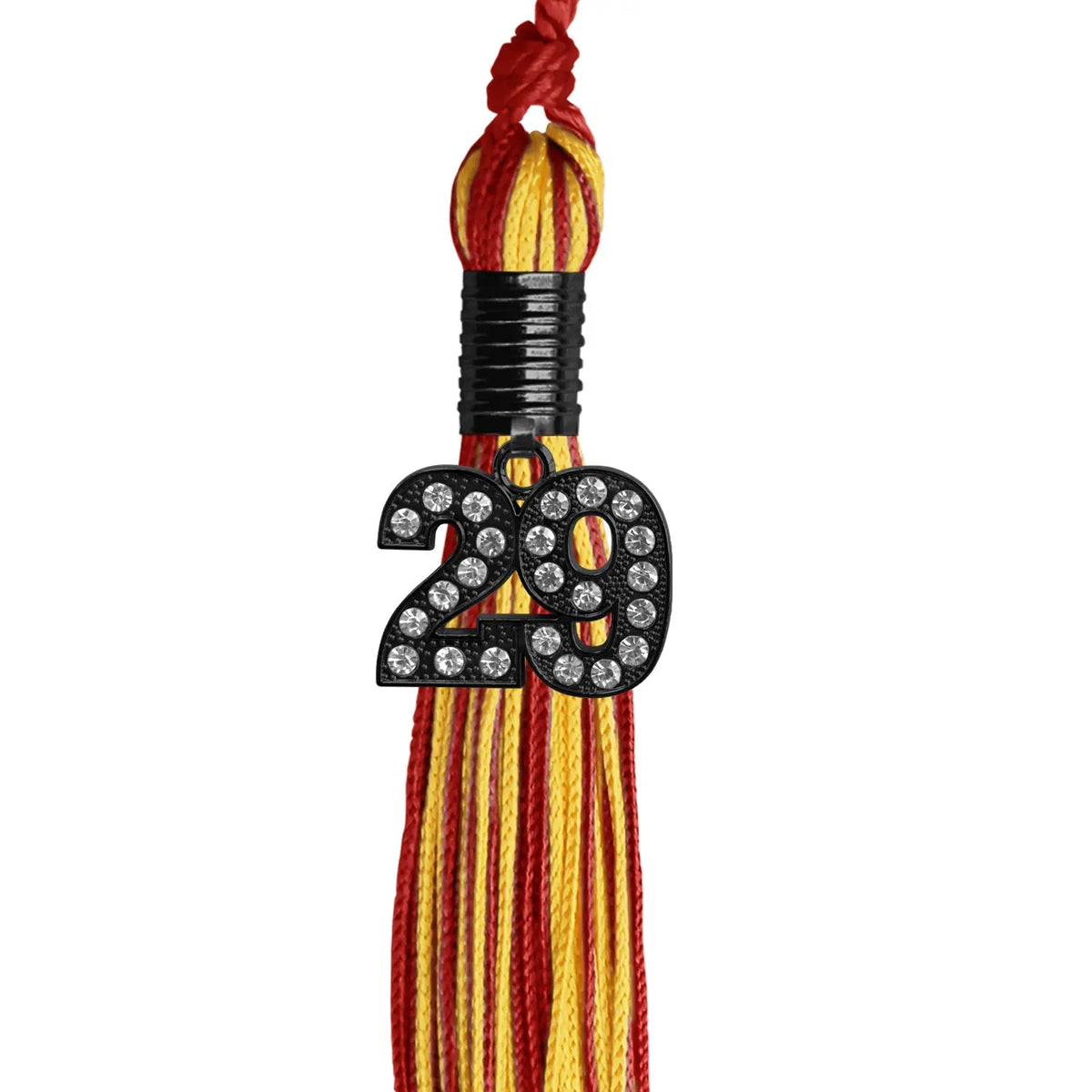 Red/Gold Mixed Color Graduation Tassel with Black Bling Charm by Endea Graduation