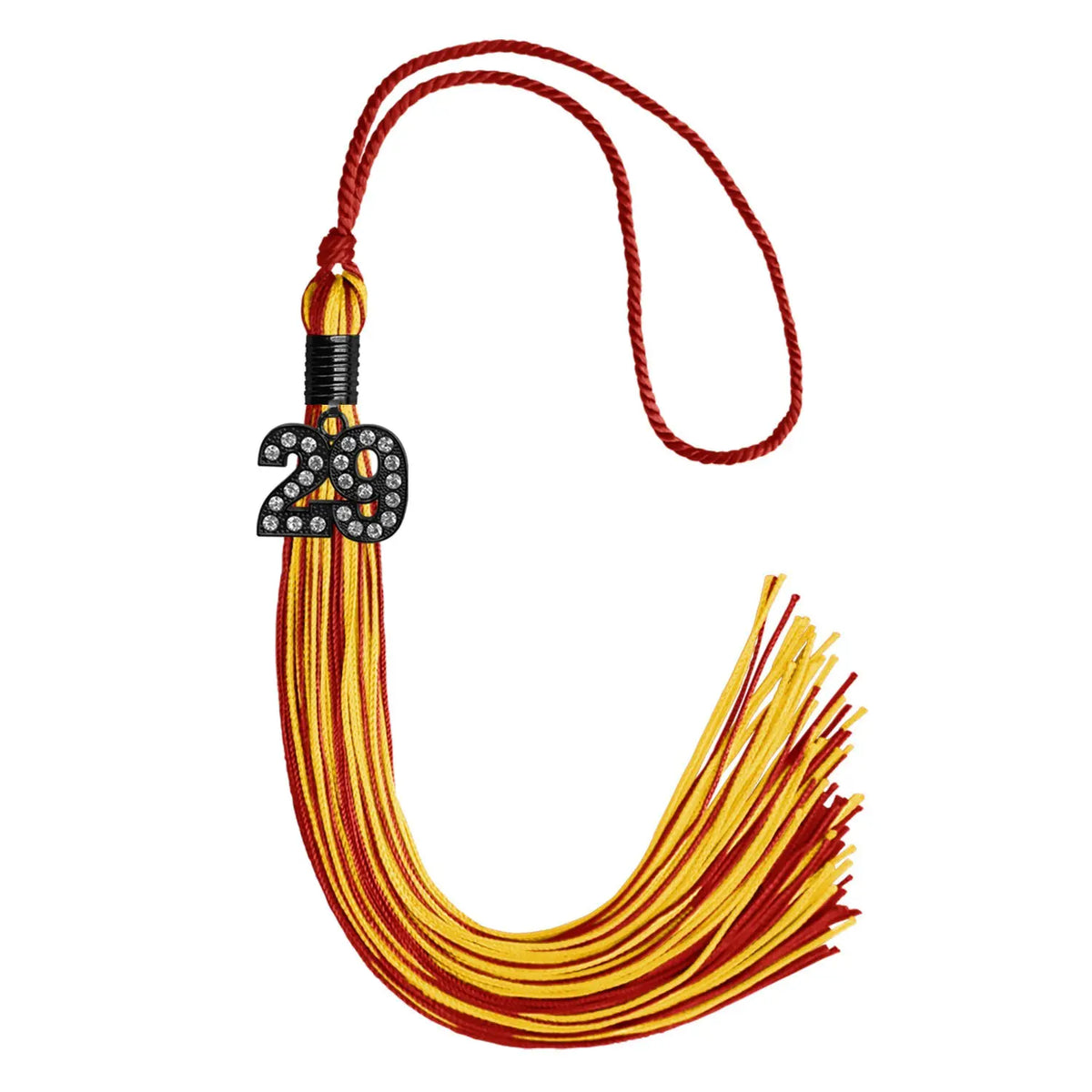 Red/Gold Mixed Color Graduation Tassel with Black Bling Charm by Endea Graduation