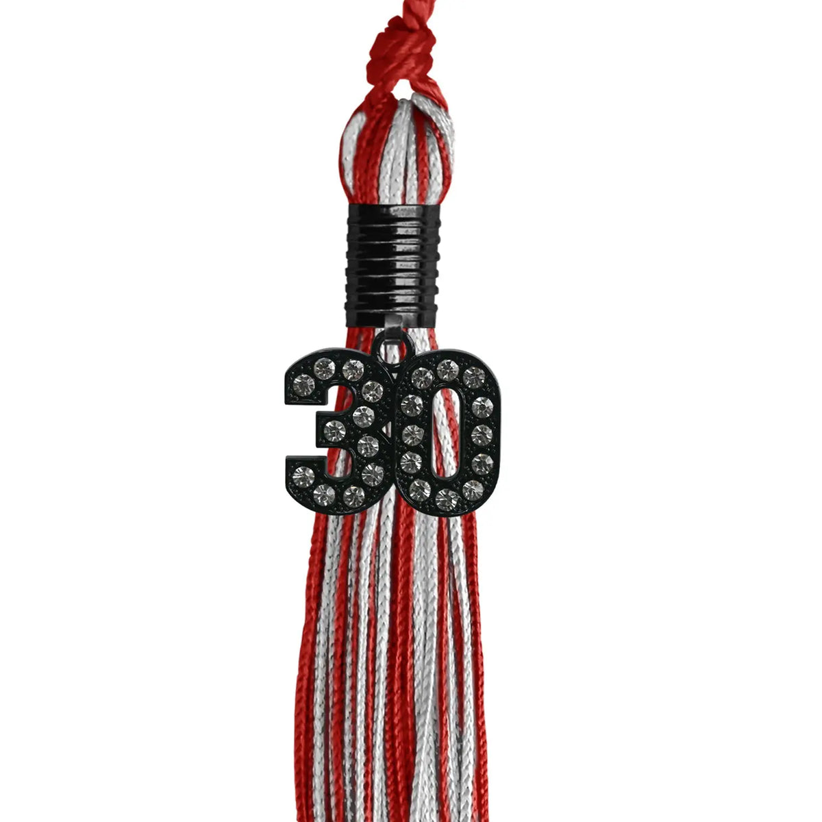 Red/Silver Mixed Color Graduation Tassel with Black Bling Charm by Endea Graduation