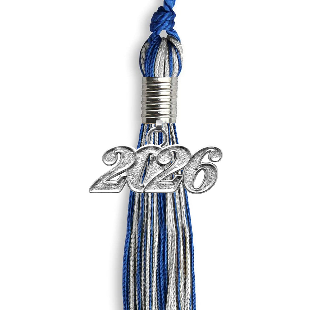 Royal Blue/Silver Mixed Color Graduation Tassel with Silver Date Drop