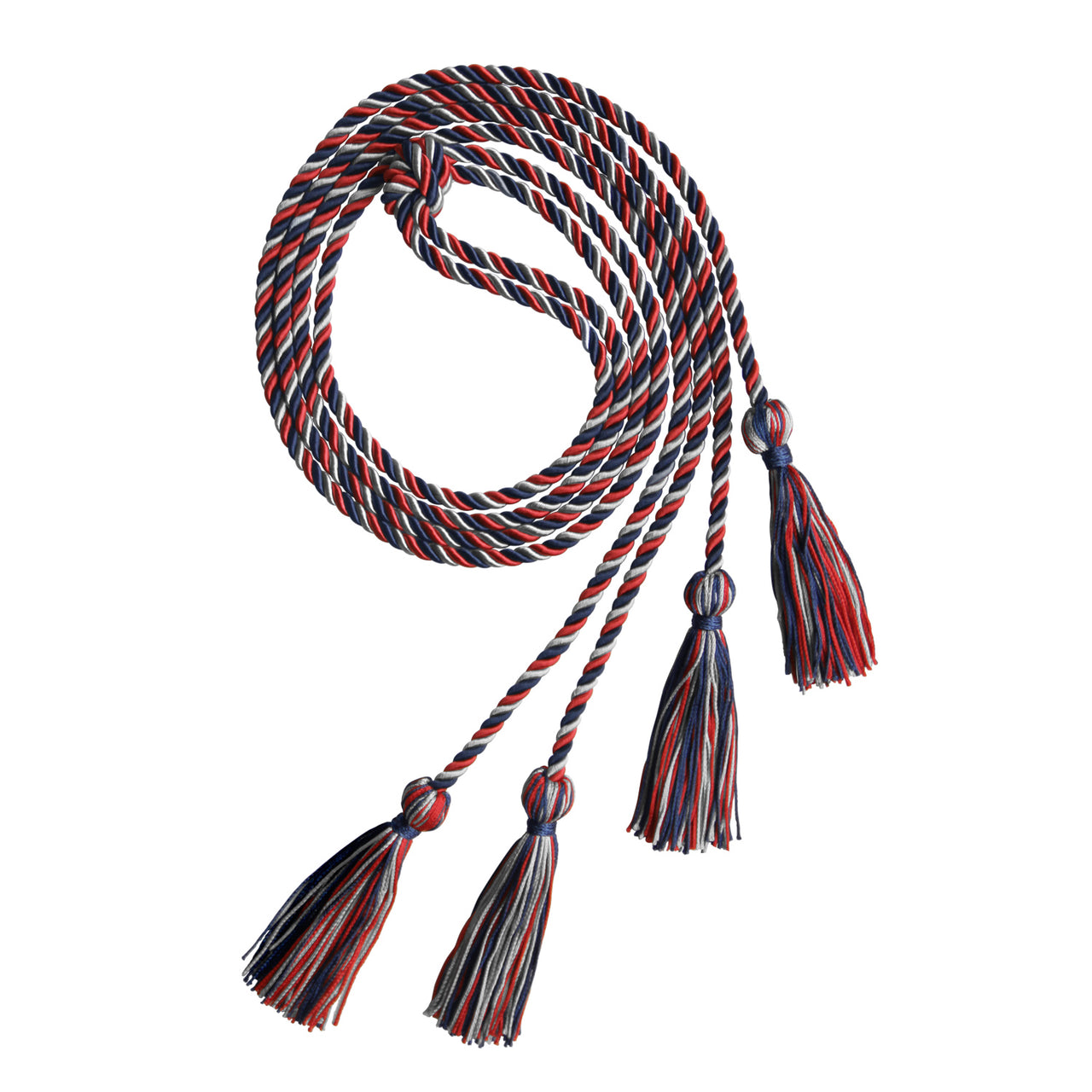 Double Graduation Honor Cord Navy Blue/Red/Silver