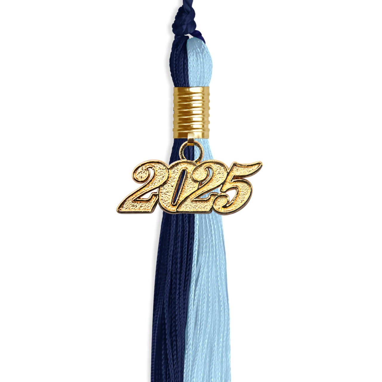 Navy Blue/Light Blue Graduation Tassel with Gold Date Drop