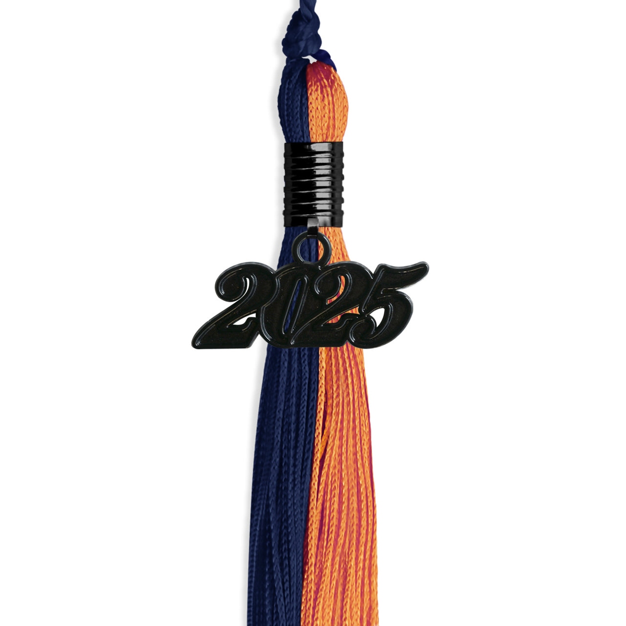 Navy Blue/Orange Graduation Tassel with Black Date Drop