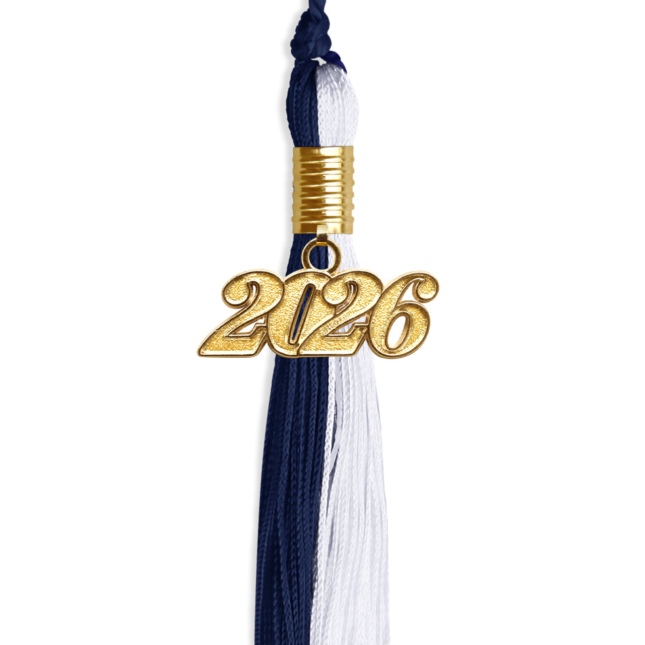 Navy Blue/White Graduation Tassel with Gold Date Drop