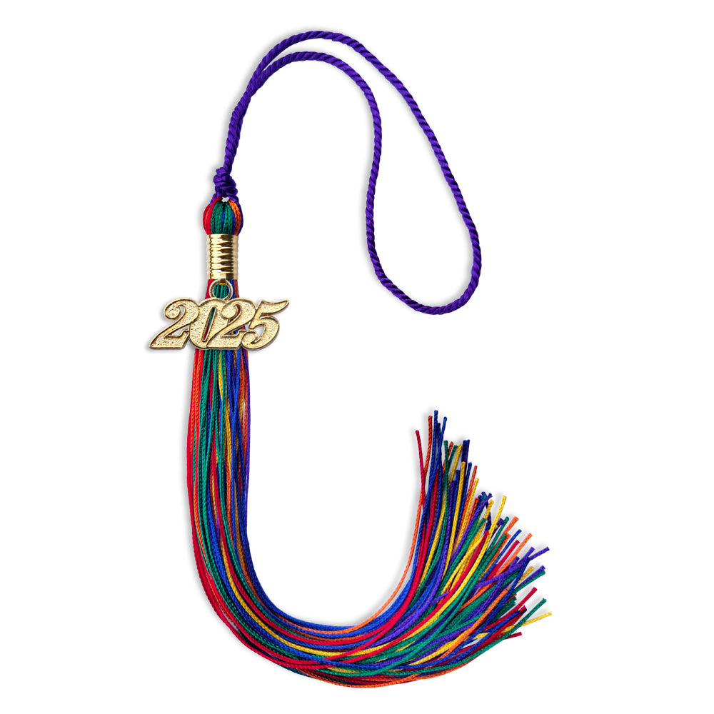 Rainbow Graduation Tassel with Gold Date Drop