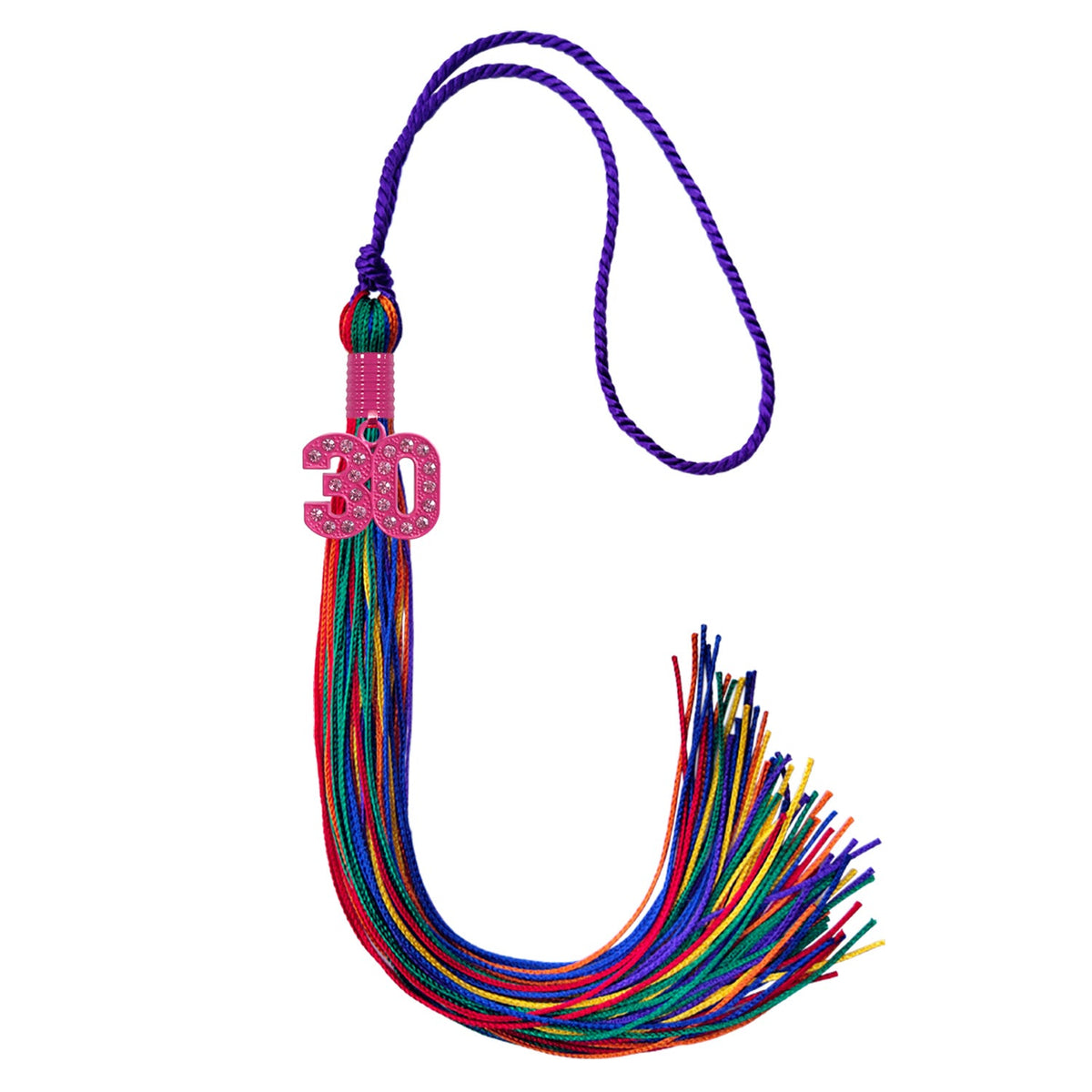 Rainbow Graduation Tassel with Pink Bling Charm by Endea Graduation