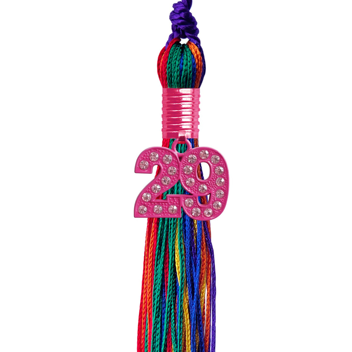 Rainbow Graduation Tassel with Pink Bling Charm by Endea Graduation